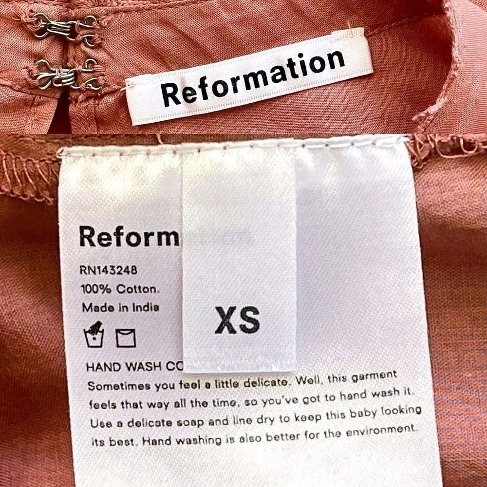 Reformation Dahlia Top Flutter Sleeve Lace Detail Praline XS EUC - Picture 3 of 7